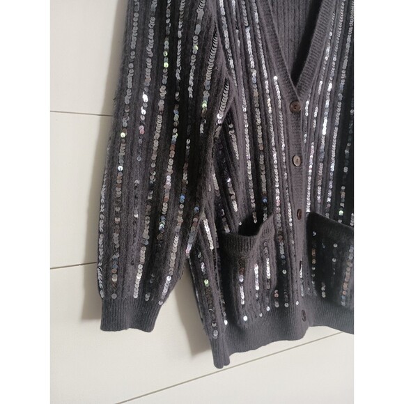 Vintage Evan Picone Sequin Cardigan Sweater Angora Lambswool Blue Women’s S - Picture 2 of 8